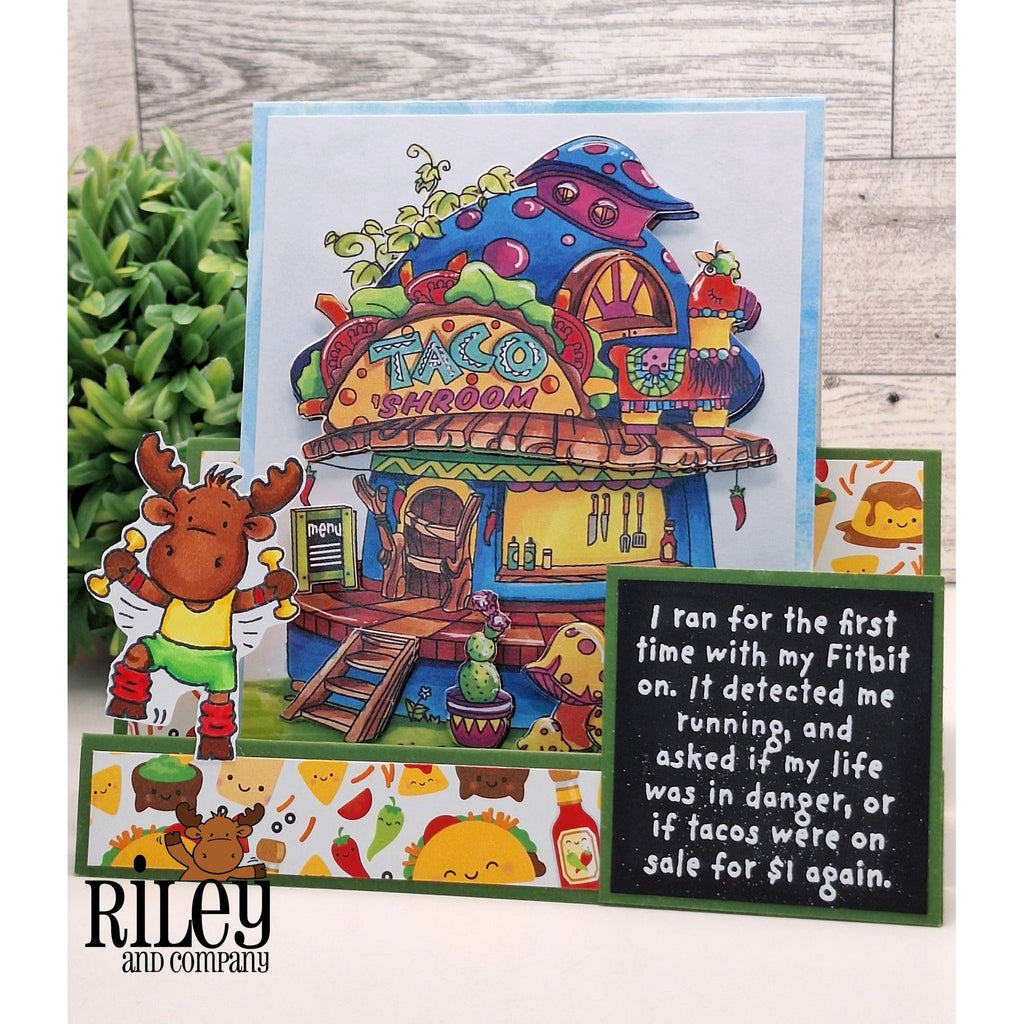Riley And Company Funny Bones Running With My Fitbit Clear Stamp rwd-1349 mushroom