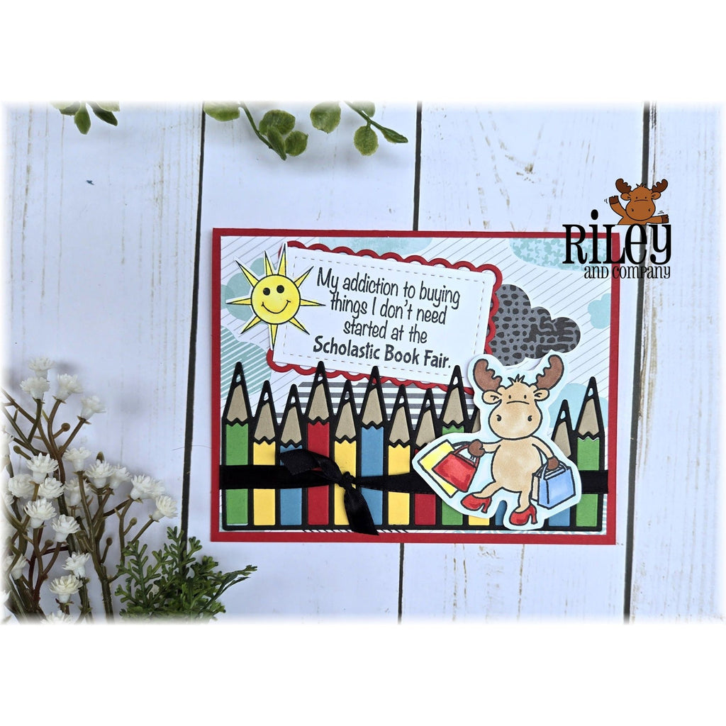 Riley And Company Funny Bones Scholastic Book Fair Clear Stamp rwd-1360 pencils
