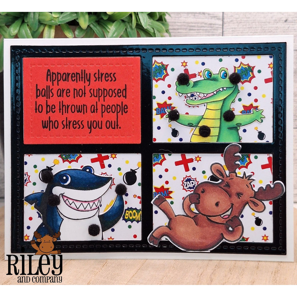 Riley And Company Funny Bones Stress Balls Clear Stamp rwd-1348 animals