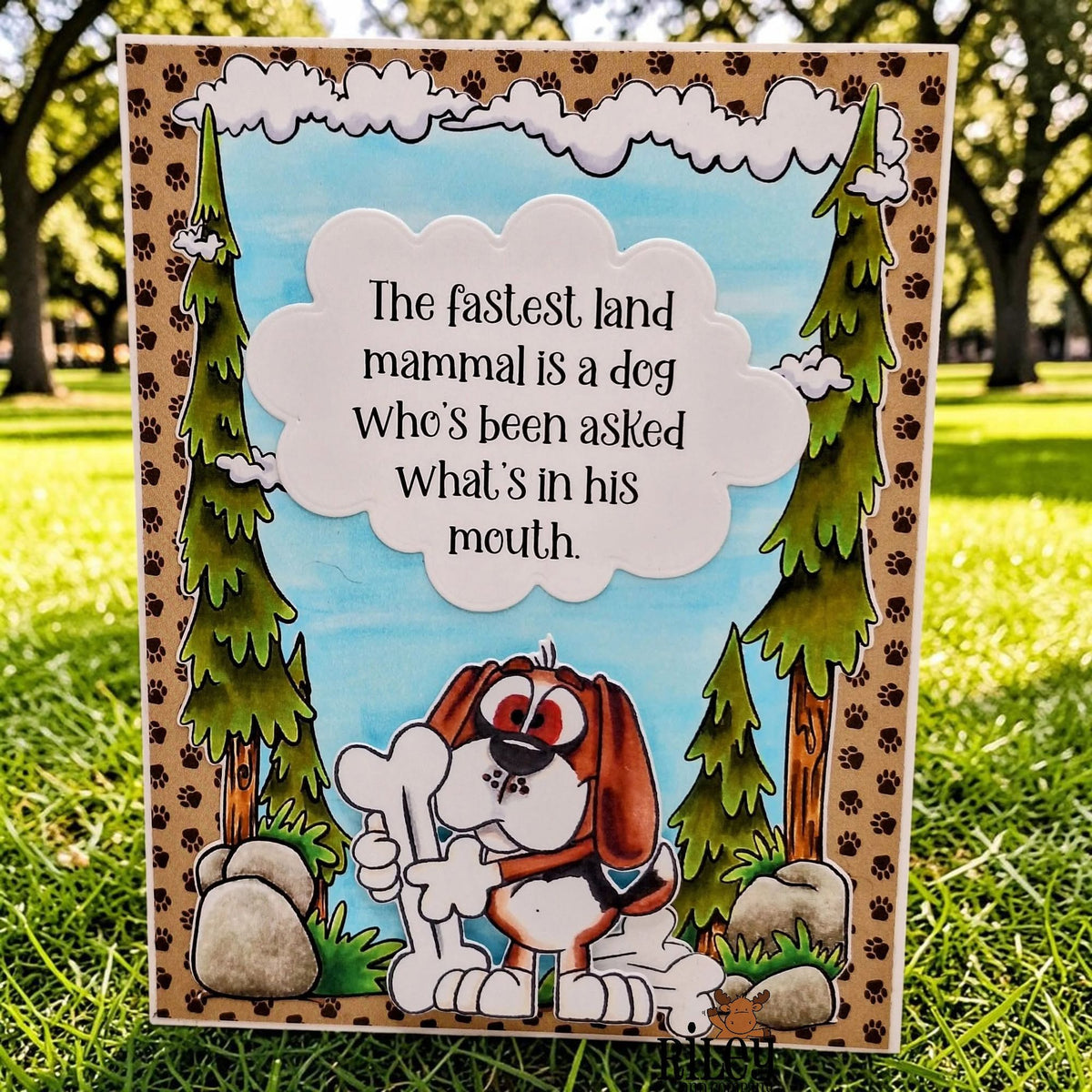 Riley And Company Funny Bones The Fastest Land Mammal Clear Stamp rwd-1474 dog with a bone card