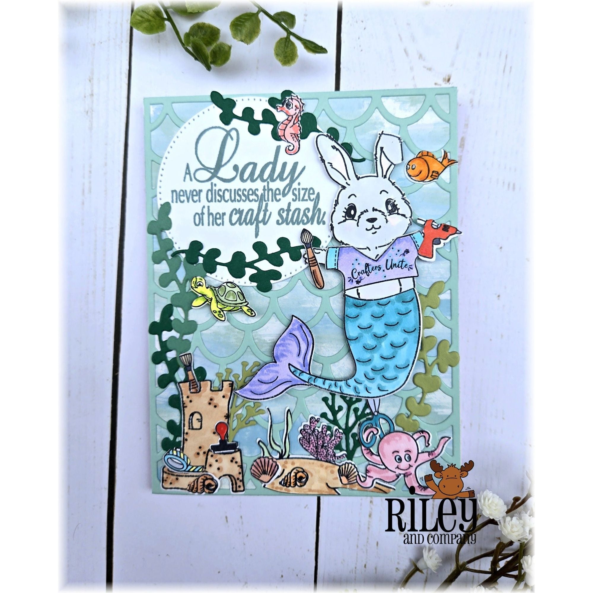 Riley And Company Funny Bones The Size Of My Craft Stash Clear Stamp rwd-1374 mermaid