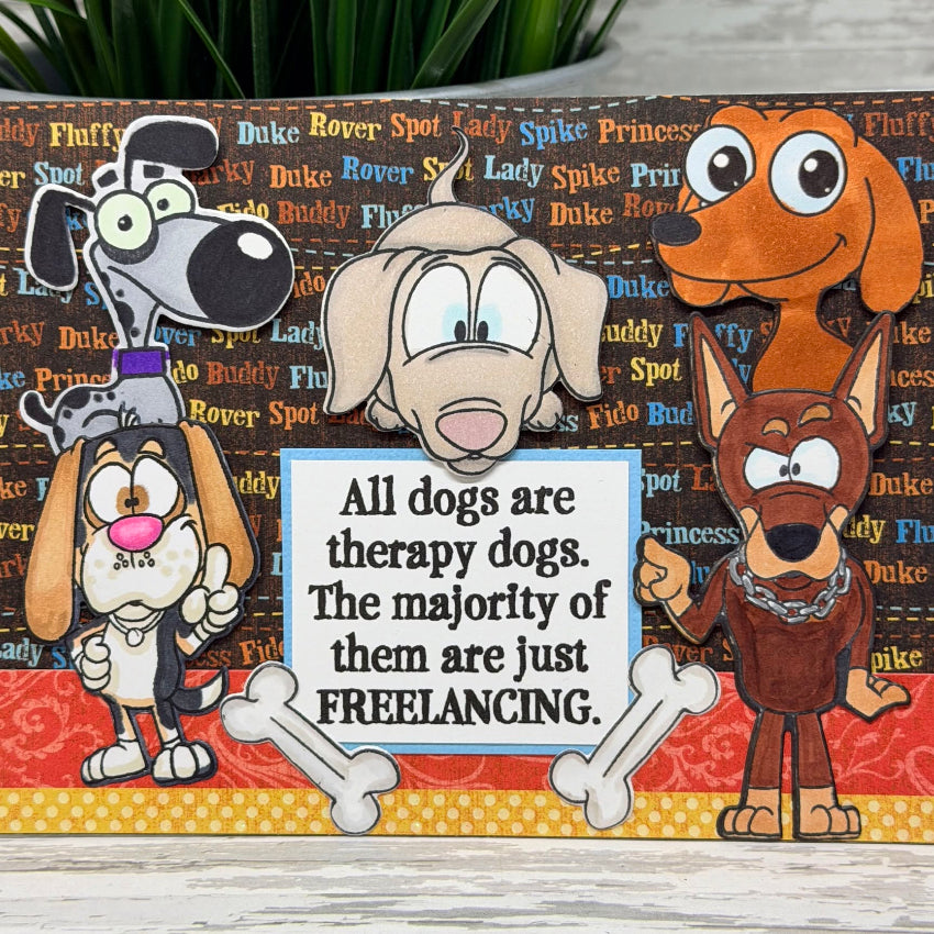 Riley And Company Funny Bones Therapy Dogs Clear Stamp rwd-1473 different dog breeds card