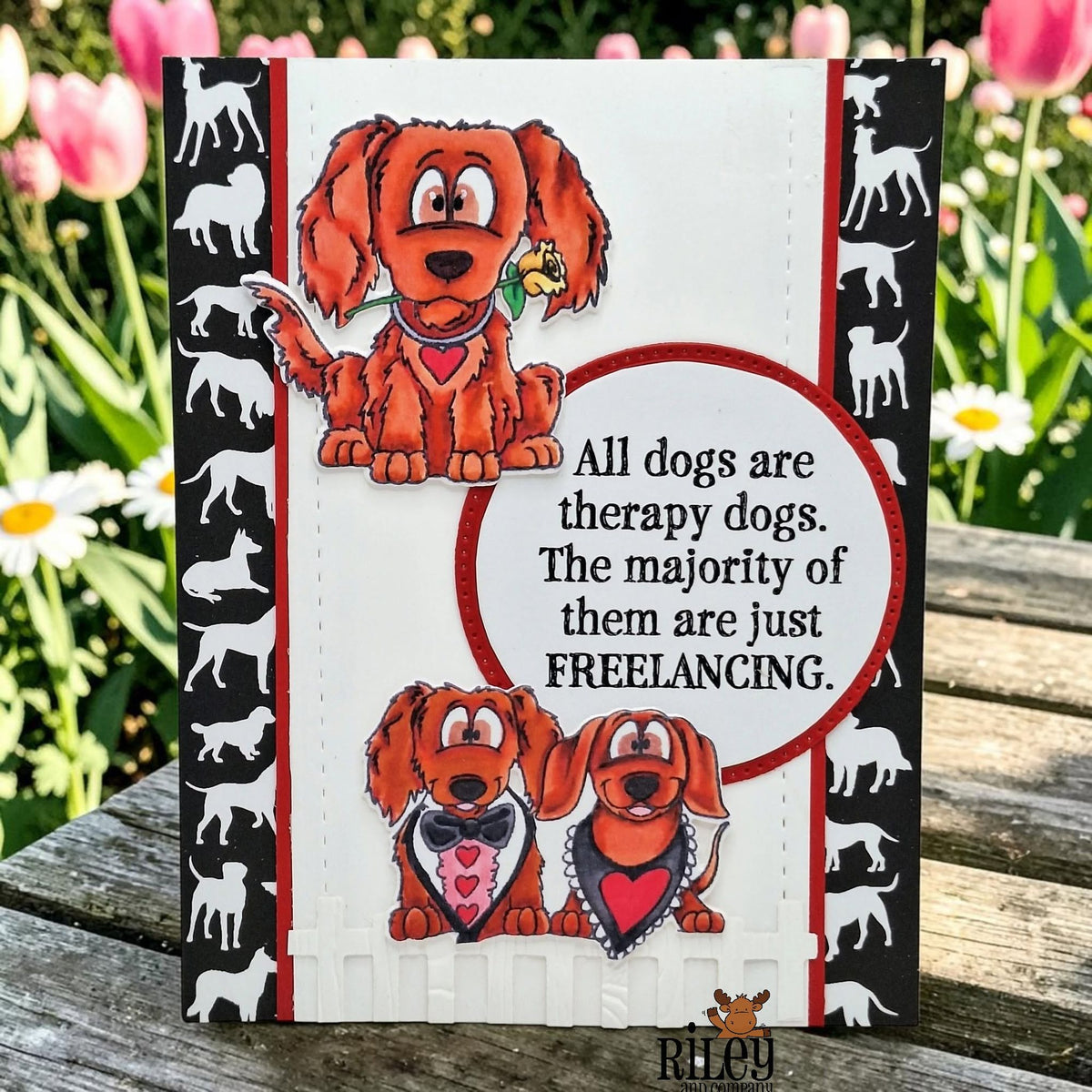 Riley And Company Funny Bones Therapy Dogs Clear Stamp rwd-1473 dressed up dogs card