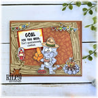 Riley And Company Funny Bones This Week's Goal Clear Stamp rwd-1482 cat in a hat card