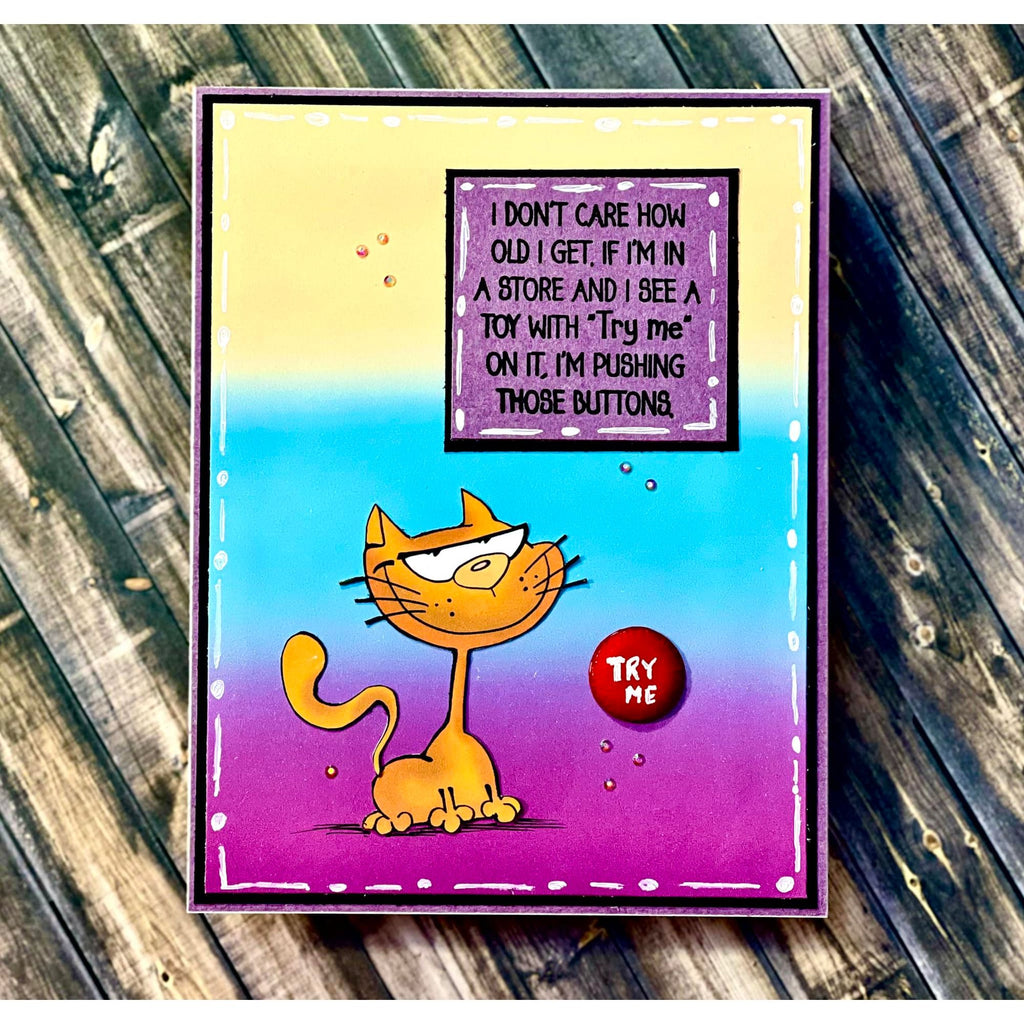 Riley And Company Funny Bones Try Me Clear Stamp rwd-1332 cat