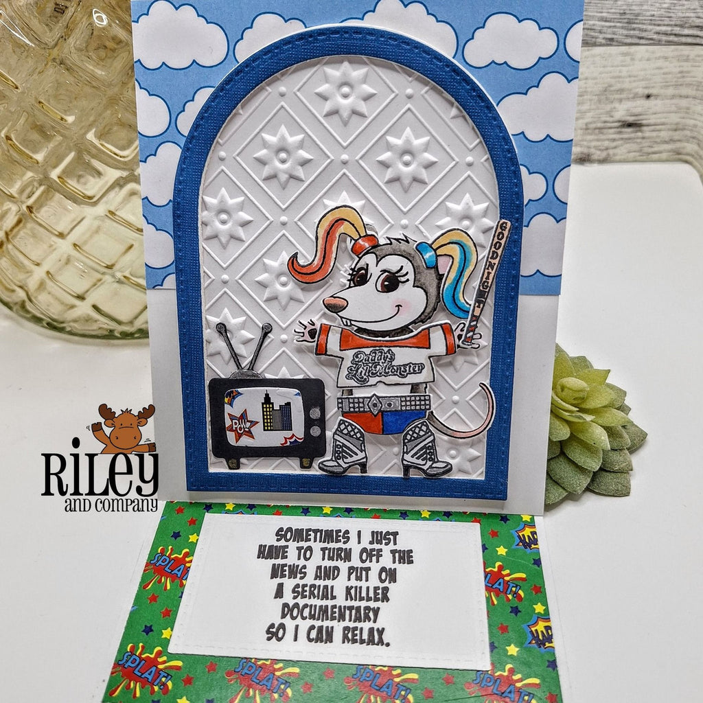 Riley And Company Funny Bones Turn Off The News Clear Stamp rwd-1456 pony tails