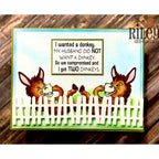 Riley And Company Funny Bones Two Donkeys Clear Stamp rwd-1390 fence