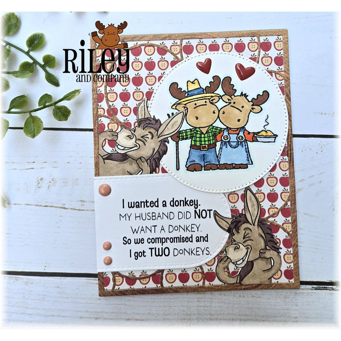 Riley And Company Funny Bones Two Donkeys Clear Stamp rwd-1390 moose