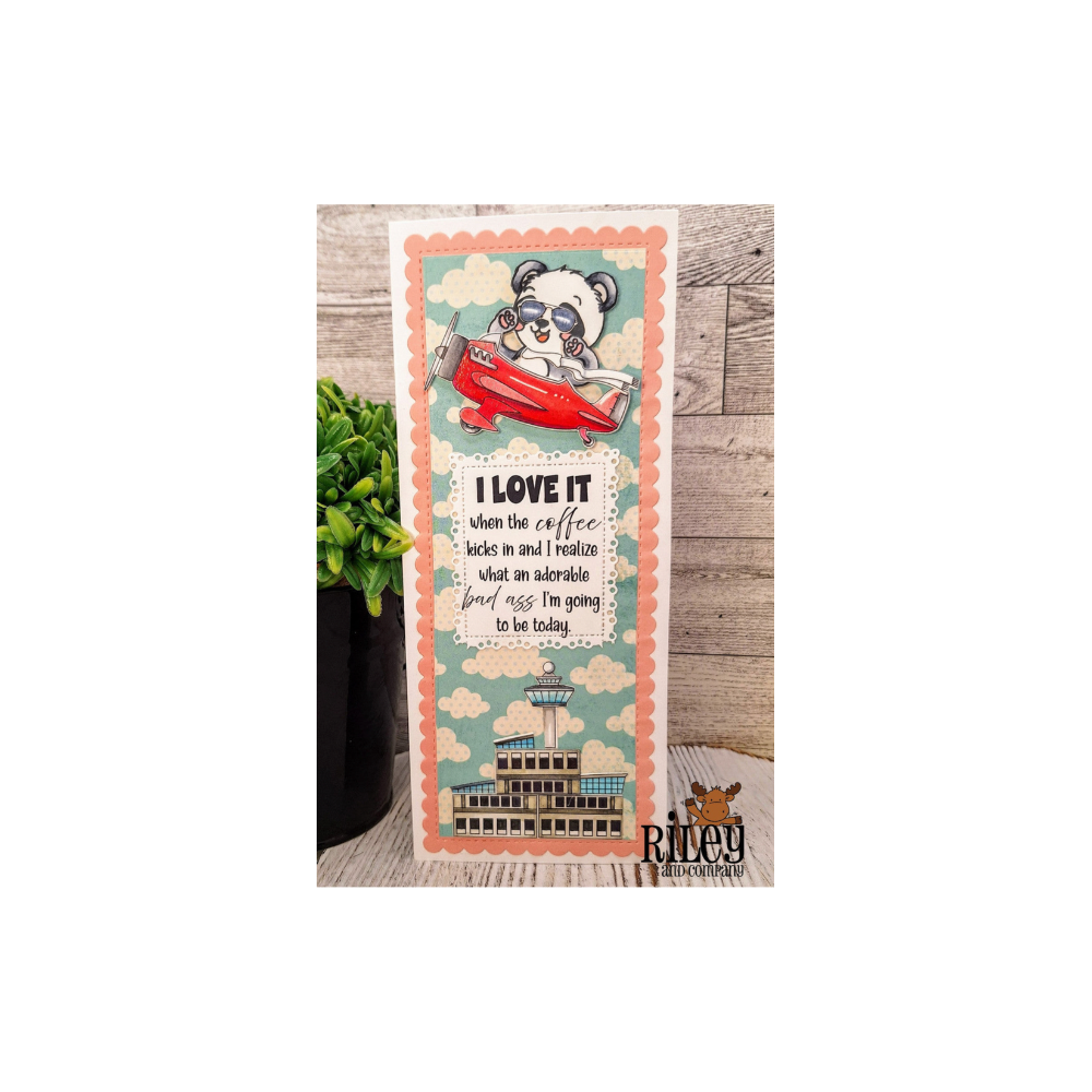 Riley And Company Funny Bones When The Coffee Kicks In Clear Stamp rwd-1387 airplane