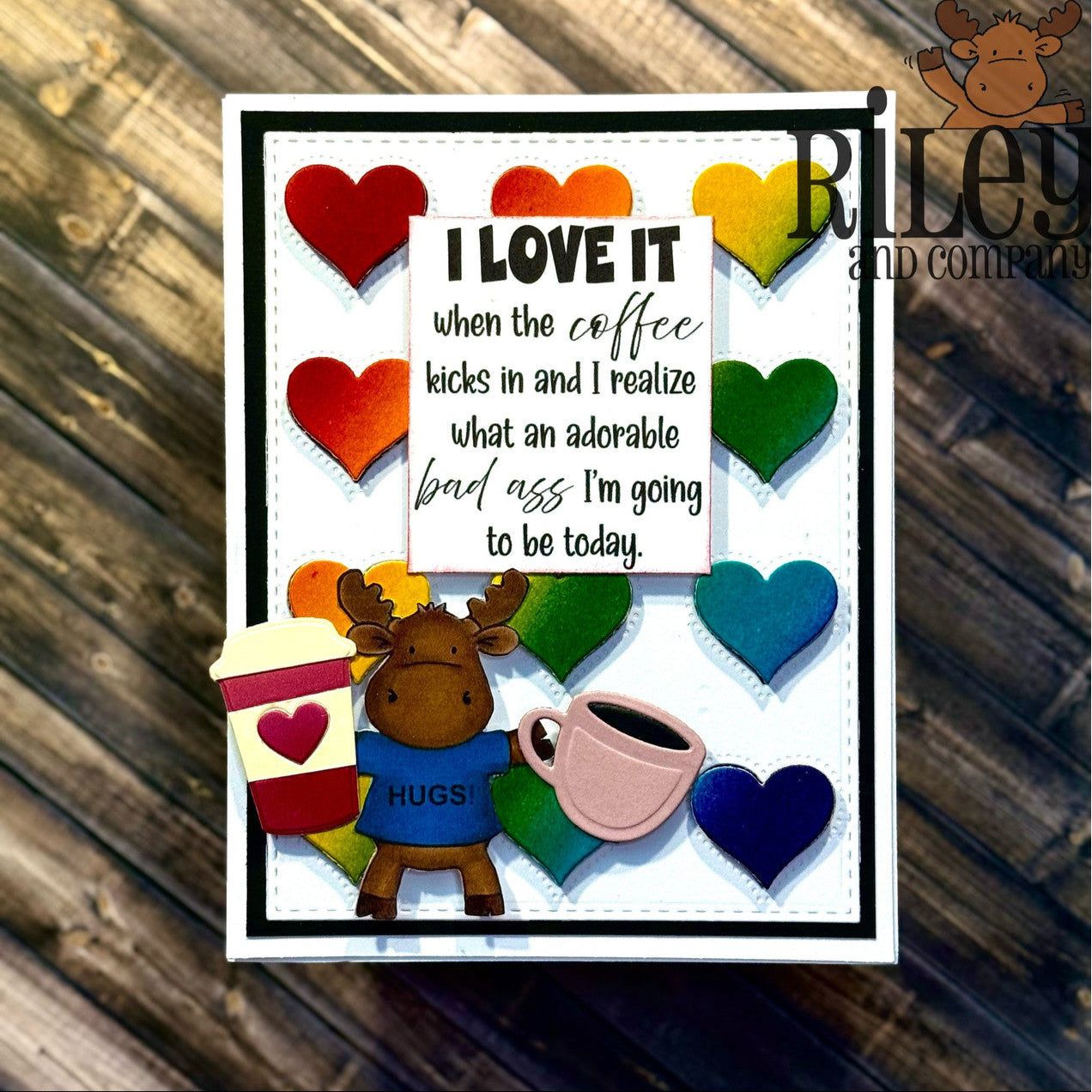 Riley And Company Funny Bones When The Coffee Kicks In Clear Stamp rwd-1387 hearts