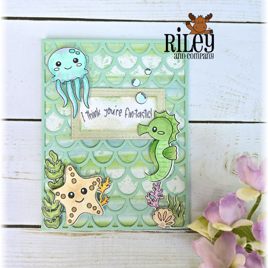 Riley And Company Ocean Cuties Clear Stamps am100 scallops