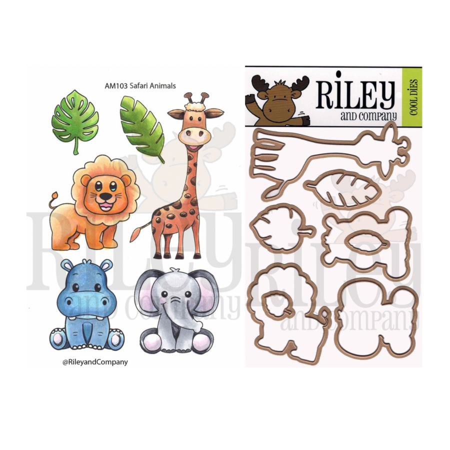 Riley And Company Safari Animals Clear Stamp and Die Set