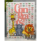 Riley And Company Safari Animals Clear Stamp and Die Set congrats