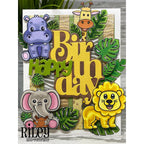 Riley And Company Safari Animals Clear Stamp and Die Set happy birthday