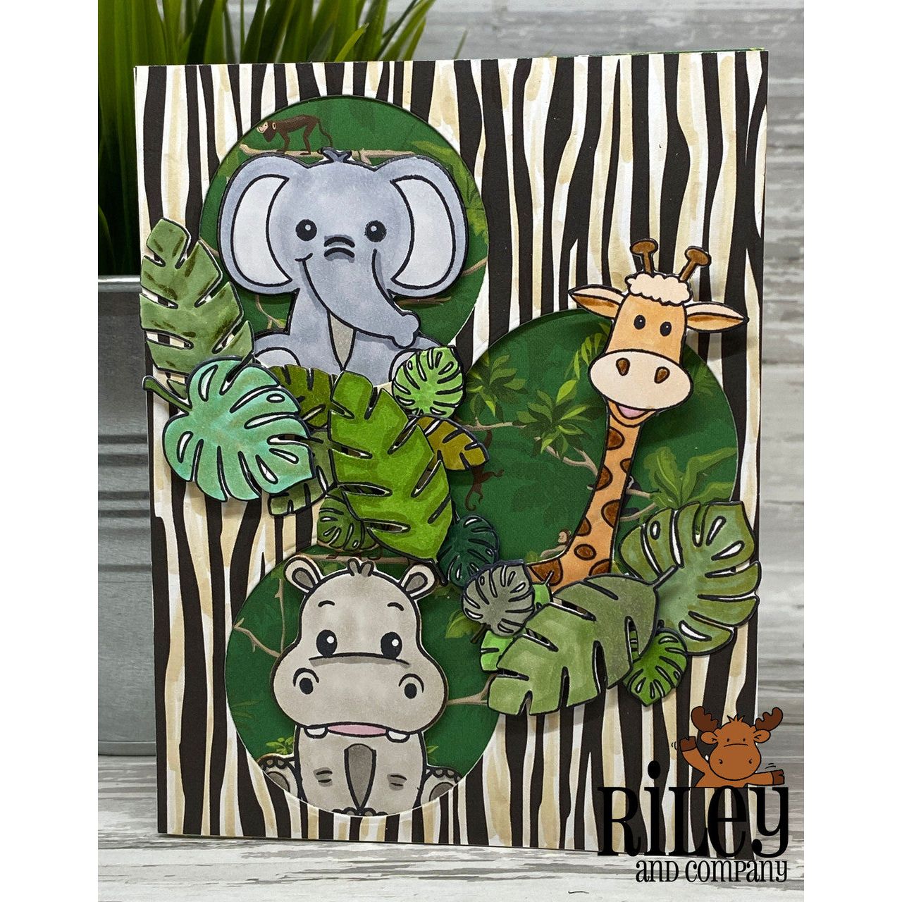 Riley And Company Safari Animals Clear Stamp and Die Set stripes
