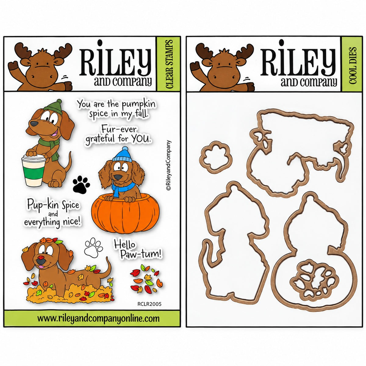 Riley And Company Woody and Hazel Fall Fun Clear Stamp and Die Set