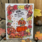 Riley And Company Woody and Hazel Fall Fun Clear Stamps rclr2005 fall leaves frame card