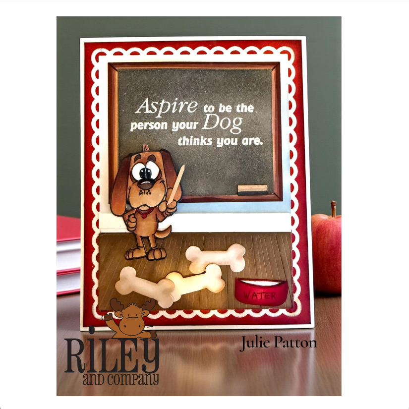Riley and Company Boomer Big Bones Clear Stamp and Die Set teacher dog