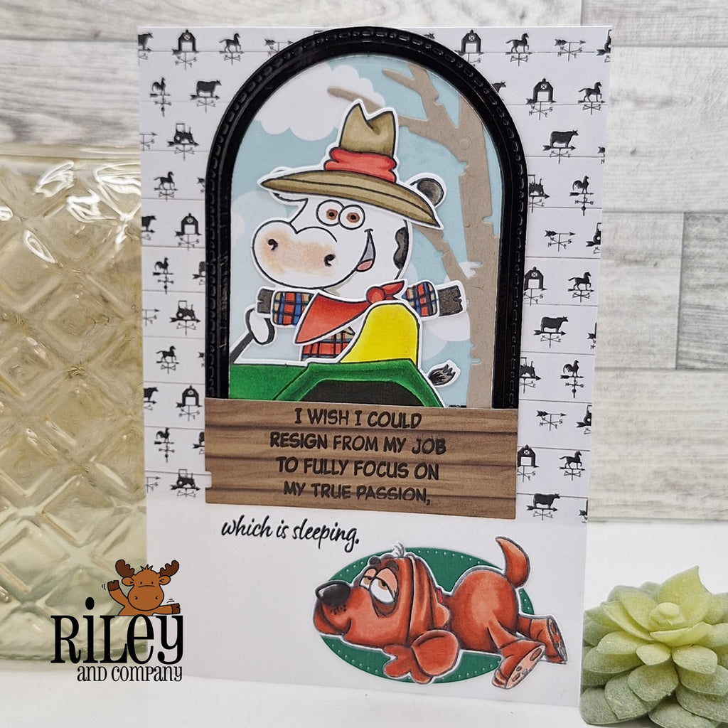 Riley and Company Boomer Big Bones Clear Stamps rclr2010 cow in tractor