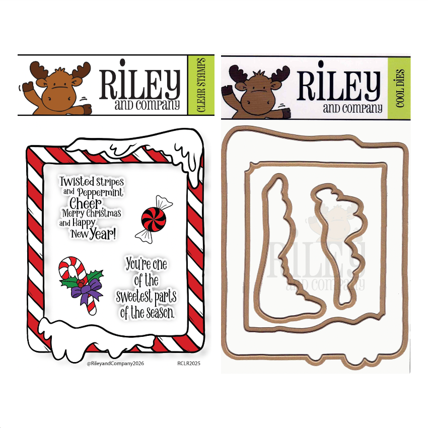 Riley and Company Candy Cane Frame Clear Stamp and Die Set