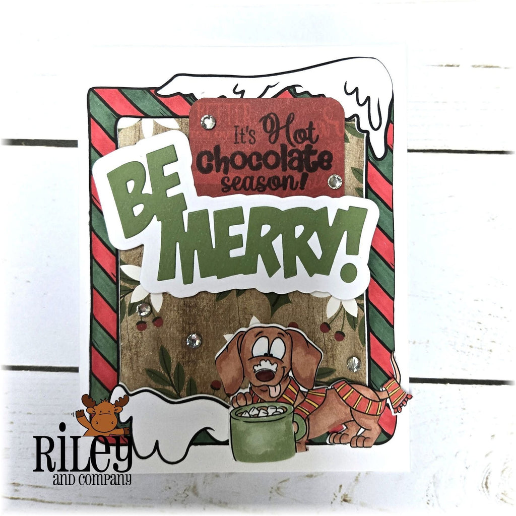 Riley and Company Candy Cane Frame Clear Stamp and Die Set be merry card
