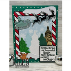 Riley and Company Candy Cane Frame Clear Stamp and Die Set santa's sleigh card