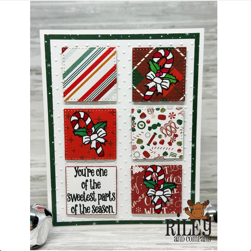 Riley and Company Candy Cane Frame Clear Stamps rclr2025 christmas squares card