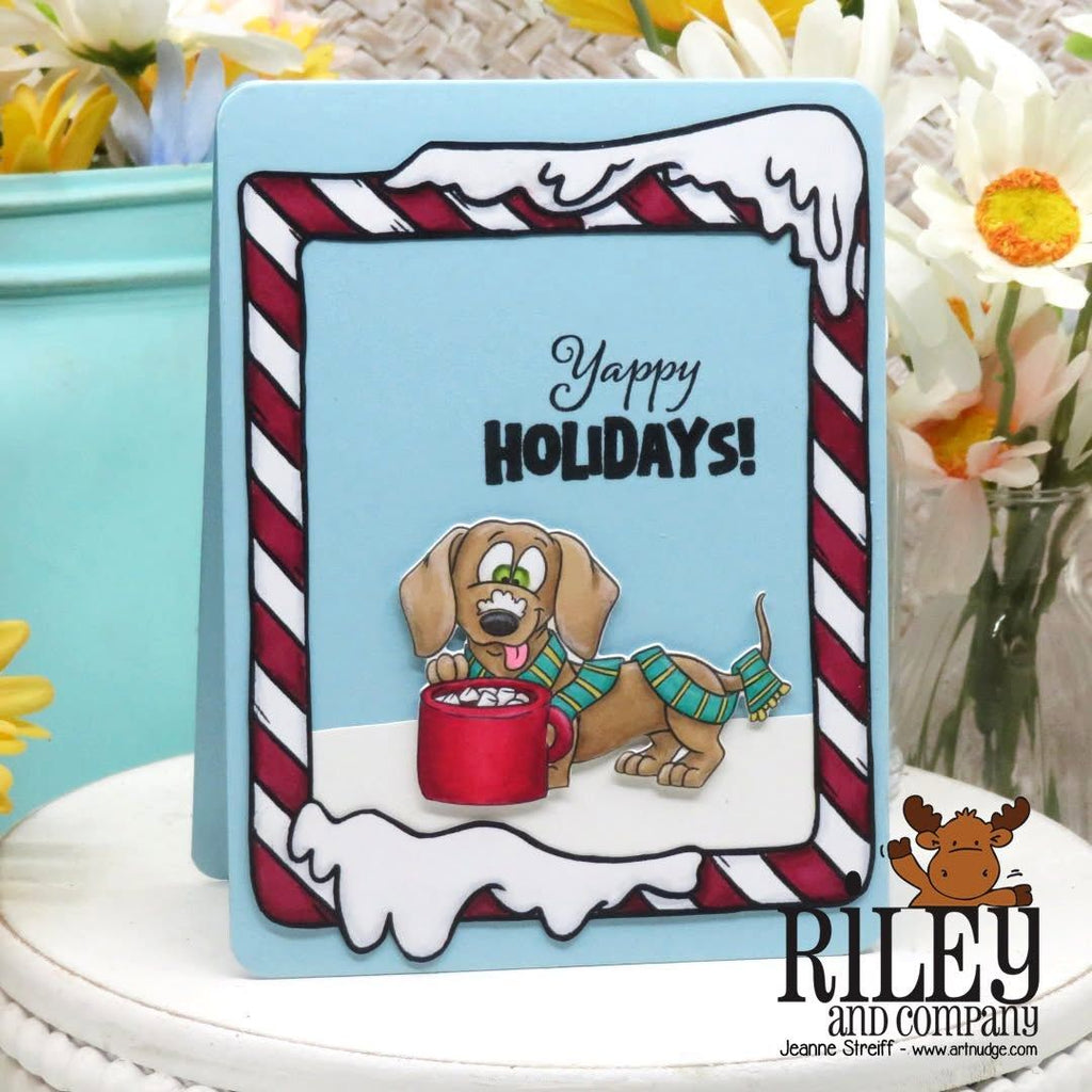 Riley and Company Candy Cane Frame Clear Stamps rclr2025 happy holidays card