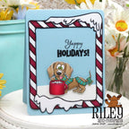 Riley and Company Candy Cane Frame Clear Stamps rclr2025 happy holidays card