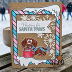 Riley and Company Candy Cane Frame Clear Stamps rclr2025 waiting for santa card