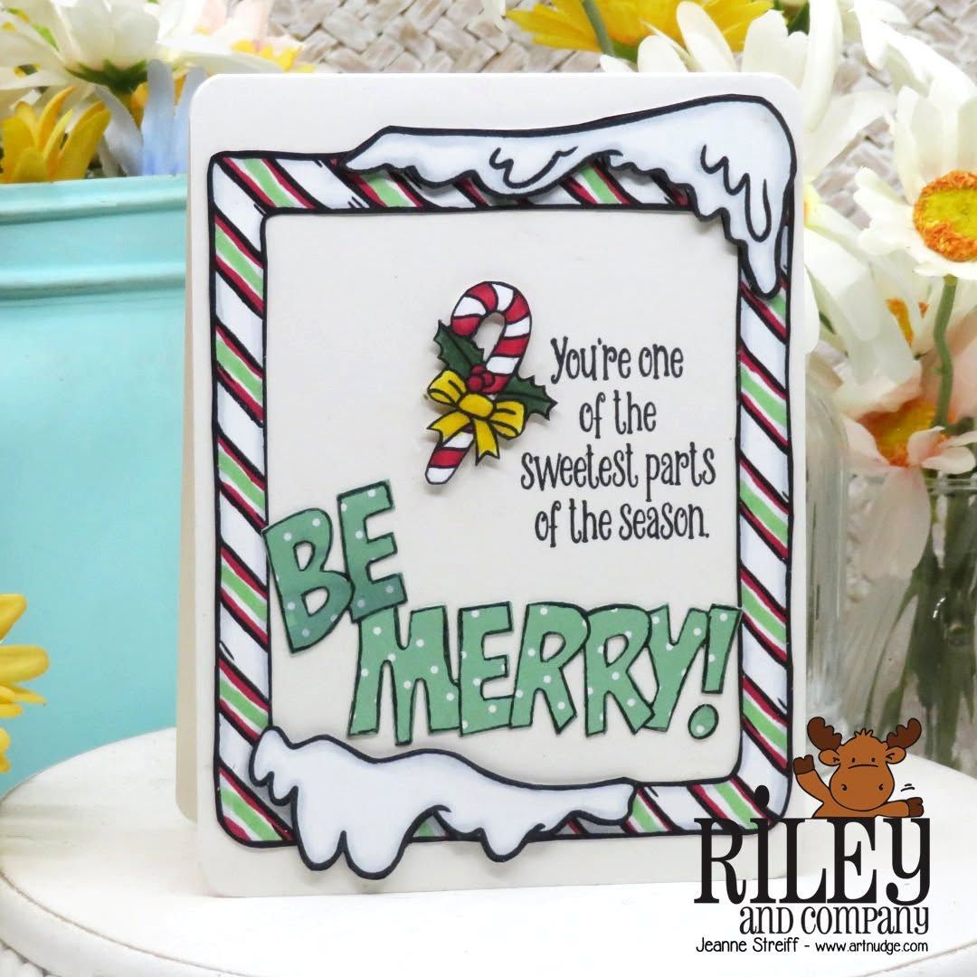 Riley and Company Candy Cane Frame Dies rd2025 be merry card