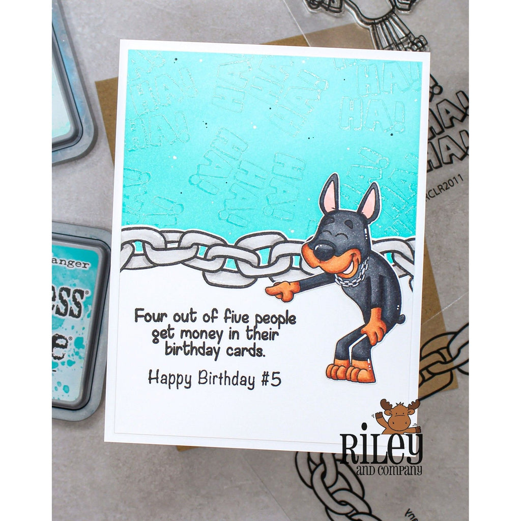 Riley and Company Chain Link Clear Stamp and Die Set happy birthday