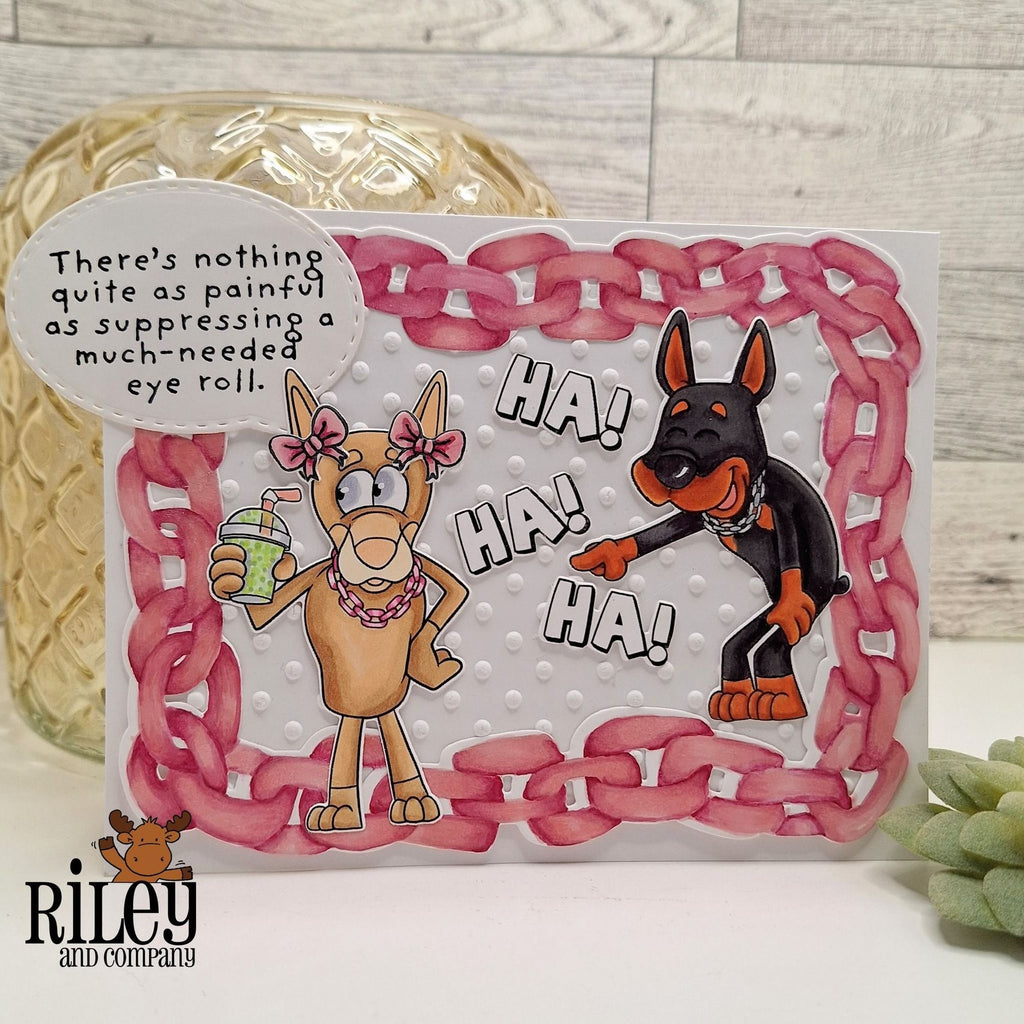 Riley and Company Chain Link Clear Stamp rclr2018 pink bows