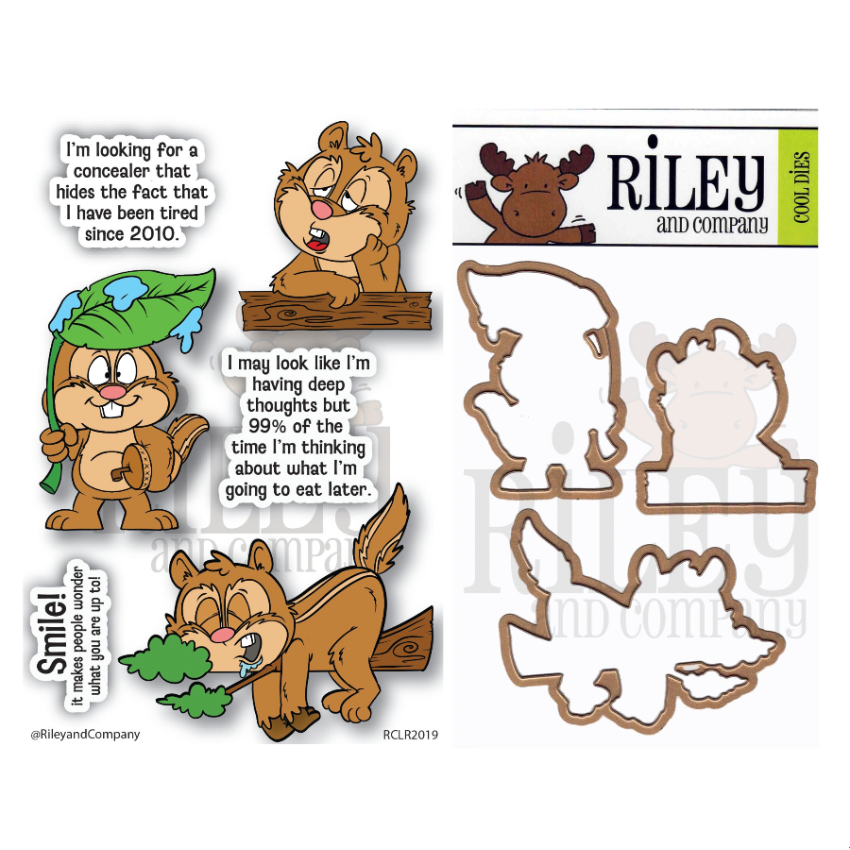 Riley and Company Chipmunks 1 Clear Stamp and Die Set