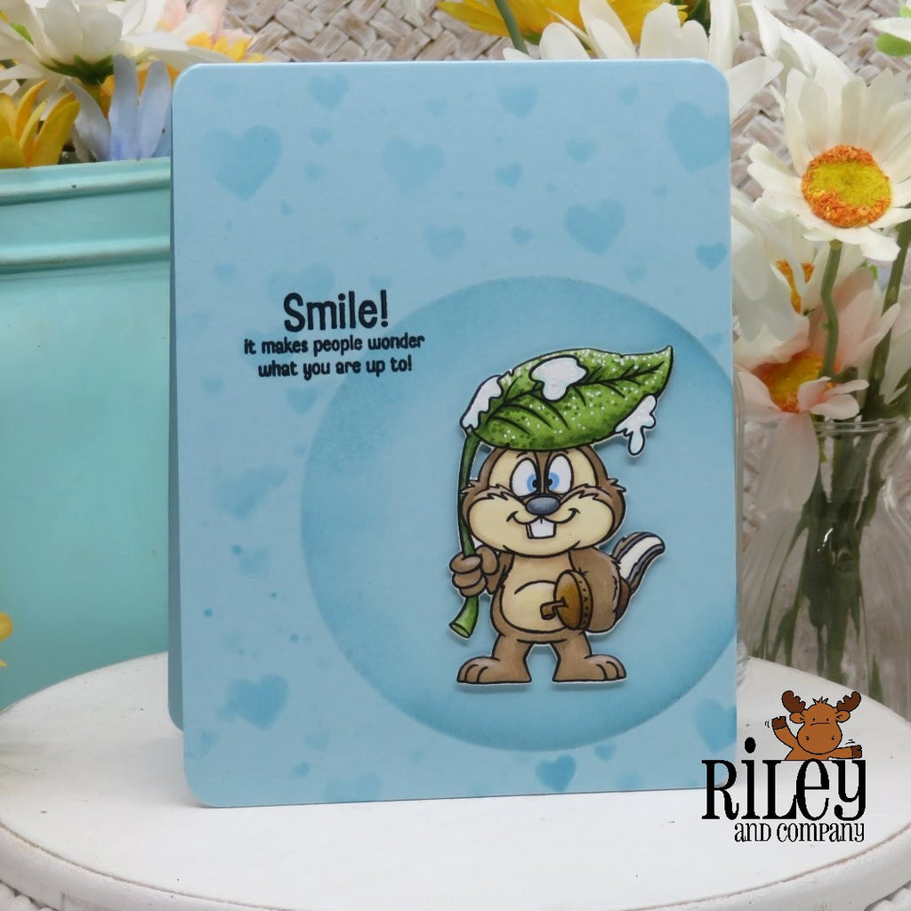Riley and Company Chipmunks 1 Clear Stamp and Die Set raining hearts