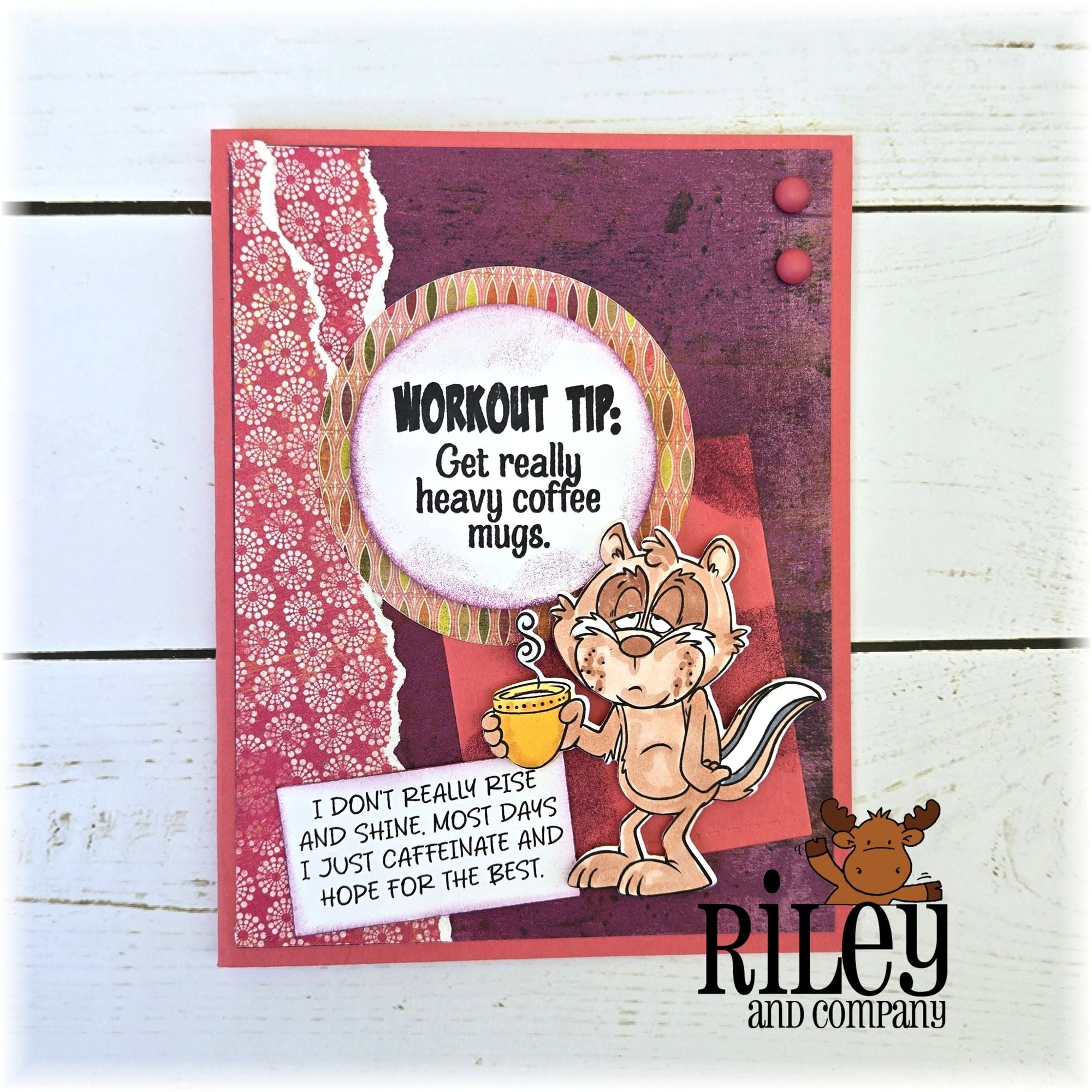 Riley and Company Chipmunks 2 Clear Stamps rclr2020 shades of red