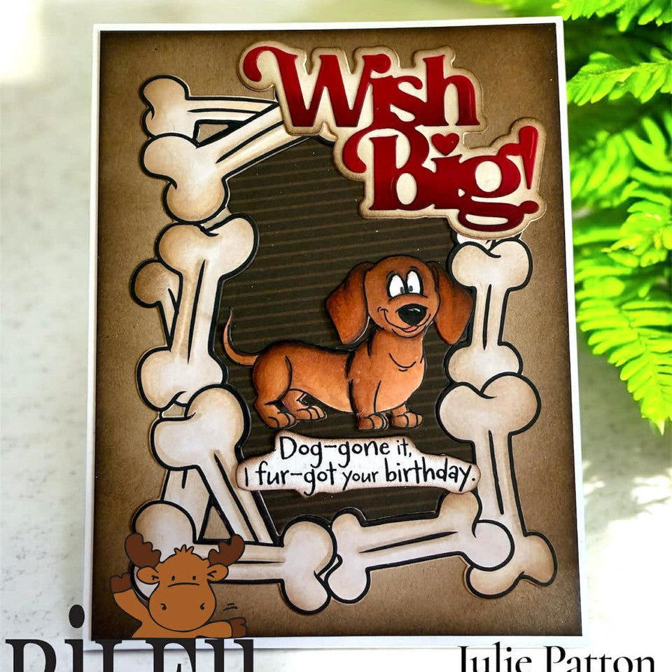 Riley and Company Dog Bone Frame Clear Stamps rclr2016 wish big