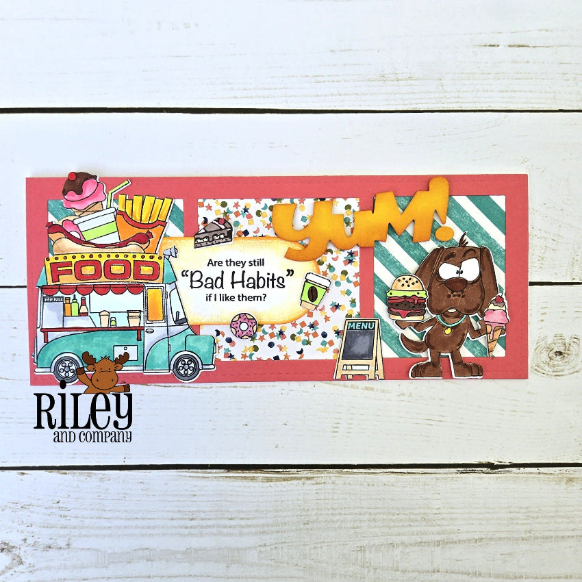 Riley and Company Funny Bones Bad Habits Clear Stamp rwd-1463 food truck dog