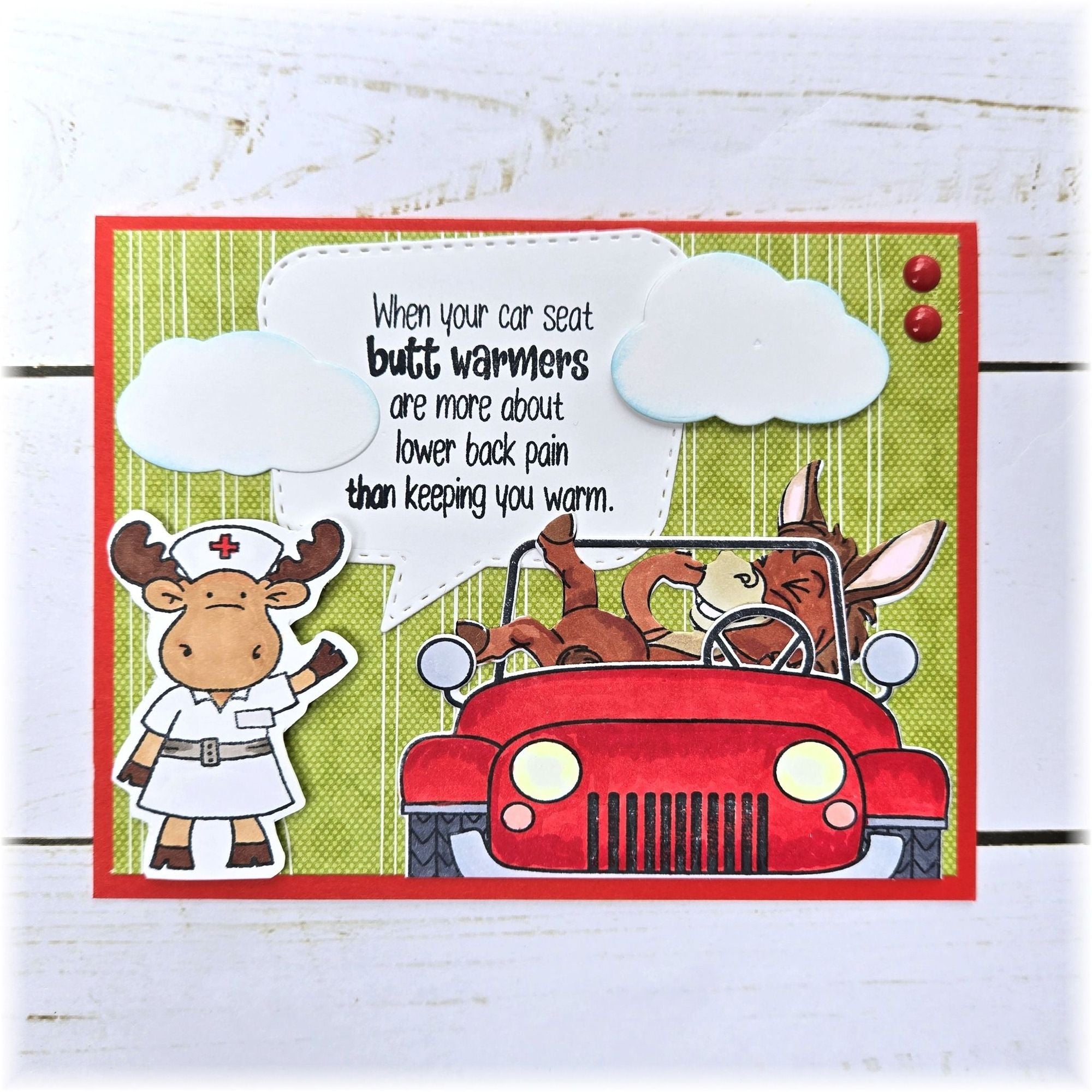 Riley and Company Funny Bones Car Seat Purpose Clear Stamp rwd-1445 red car