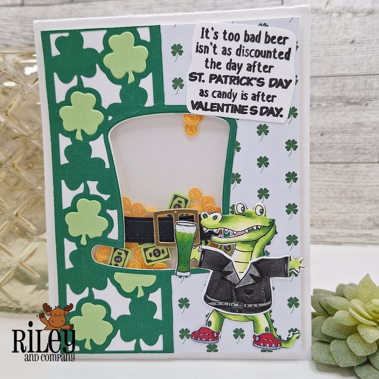 Riley and Company Funny Bones Discounted Beer Clear Stamp rwd-1434 top hat shaker card