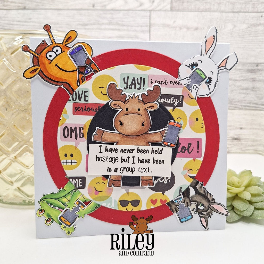 Riley and Company Funny Bones Group Text Clear Stamp rwd-1449 lots of critters