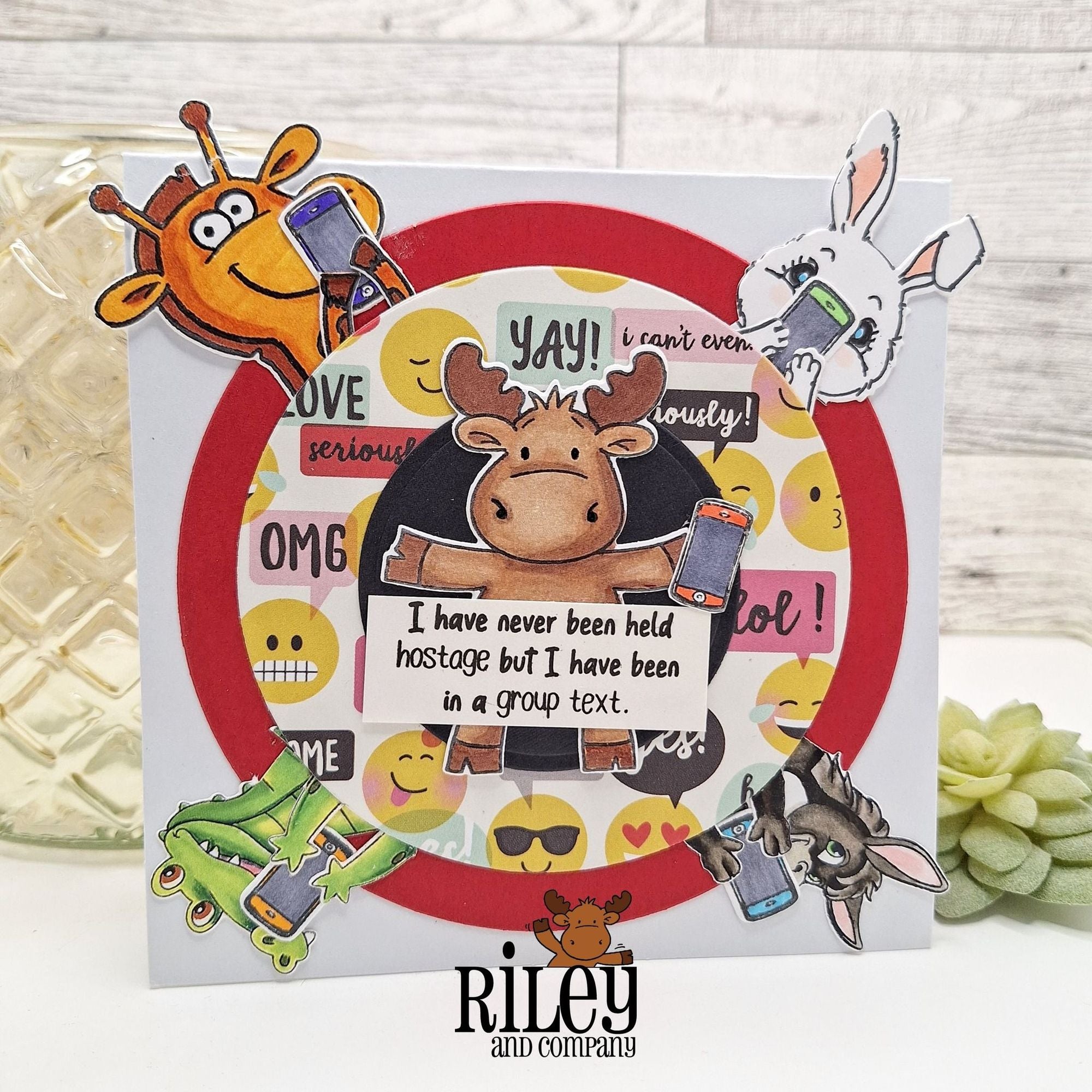 Riley and Company Funny Bones Group Text Clear Stamp rwd-1449 lots of critters