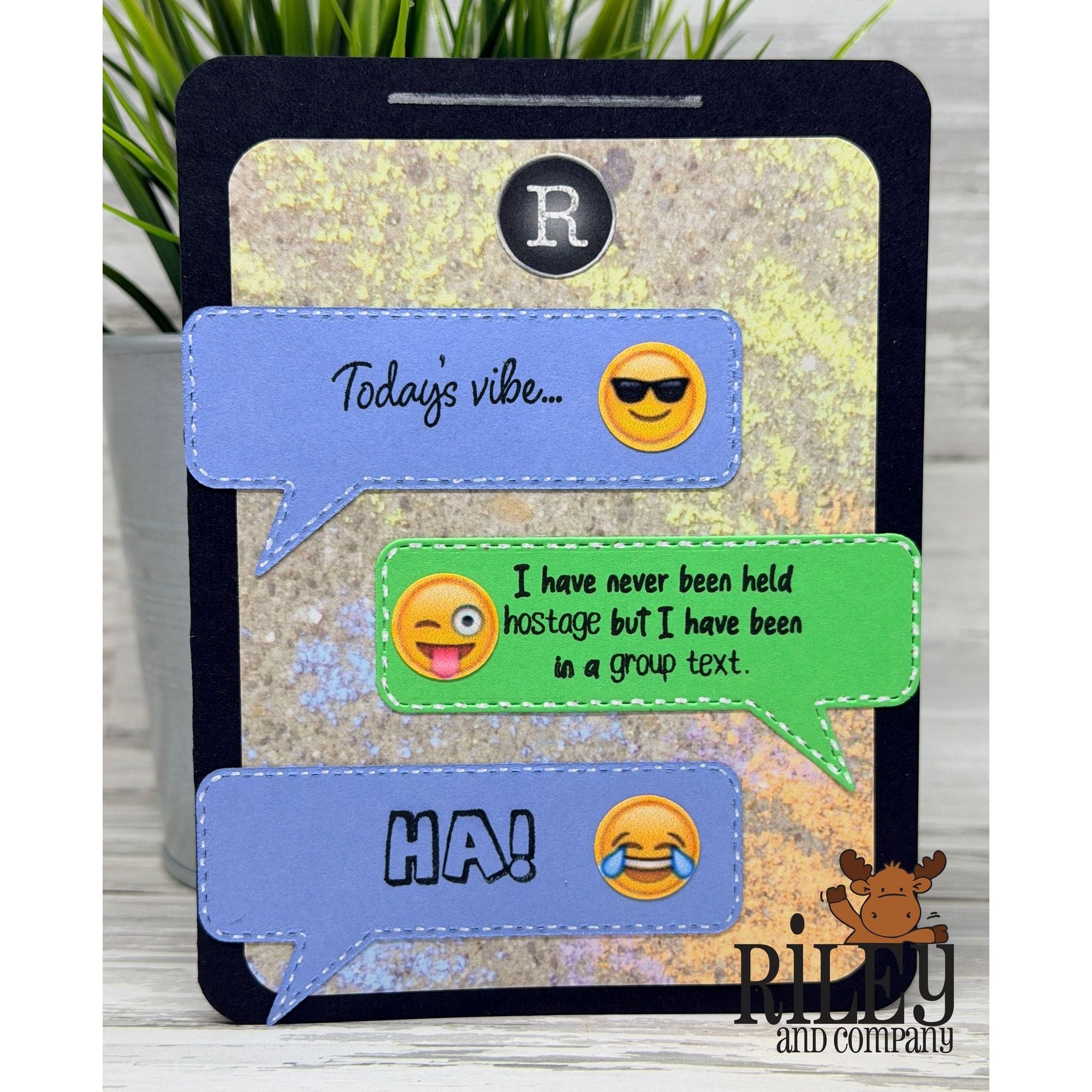 Riley and Company Funny Bones Group Text Clear Stamp rwd-1449 phone texts
