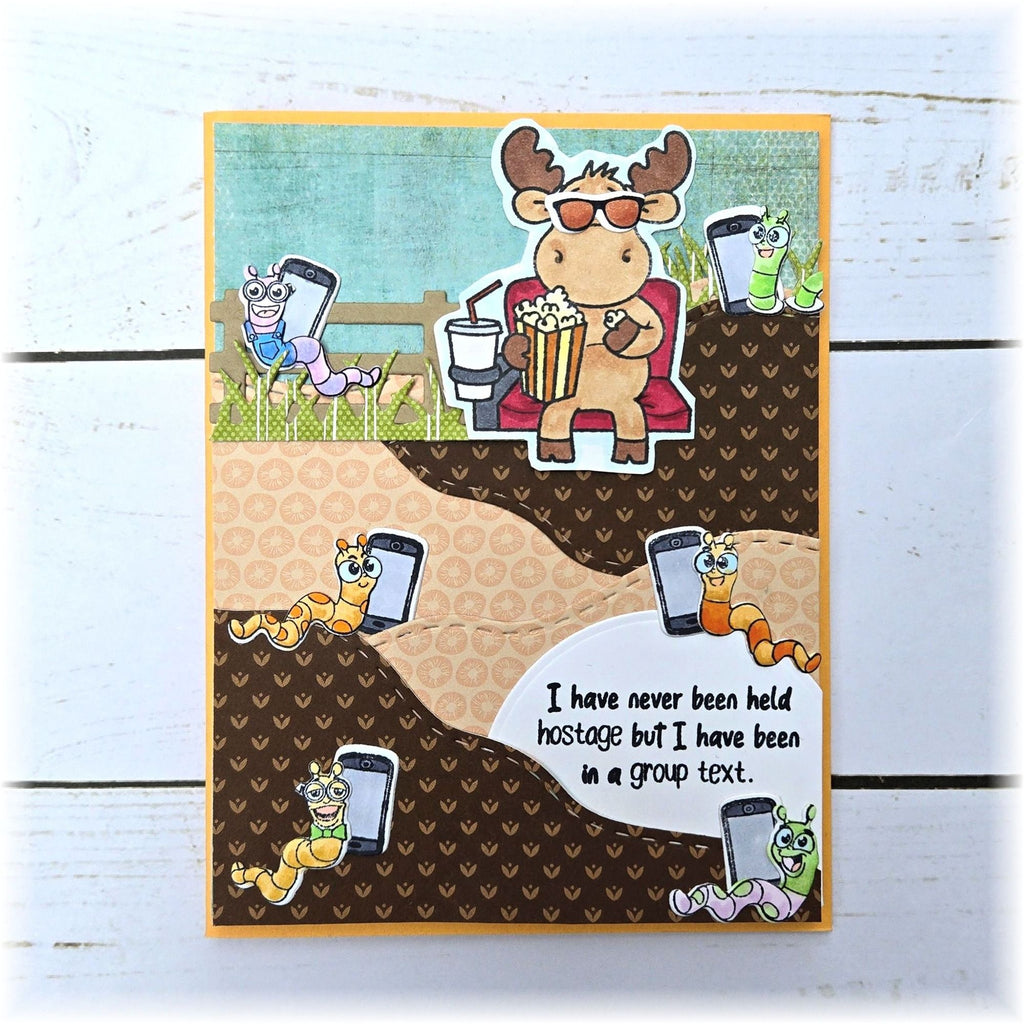 Riley and Company Funny Bones Group Text Clear Stamp rwd-1449 worms