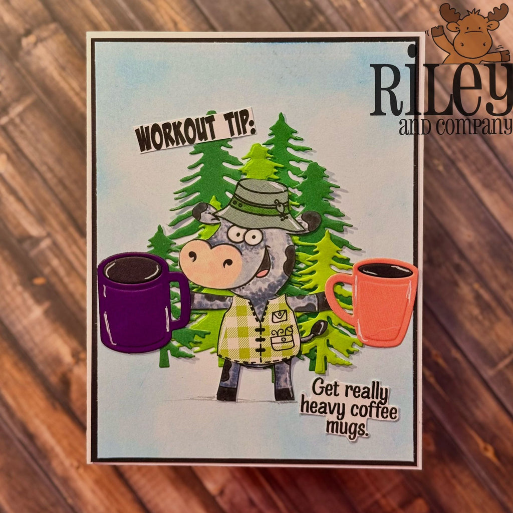 Riley and Company Funny Bones Heavy Coffee Mugs Clear Stamp rwd-1471 fisherman cow