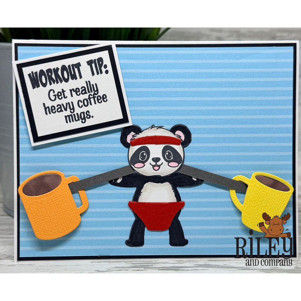 Riley and Company Funny Bones Heavy Coffee Mugs Clear Stamp rwd-1471 panda weight lifter