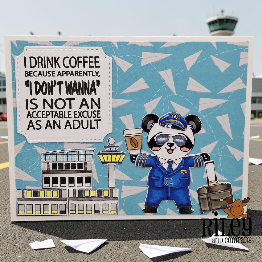 Riley and Company Funny Bones I Don't Wanna Clear Stamp rwd-1464 panda pilot