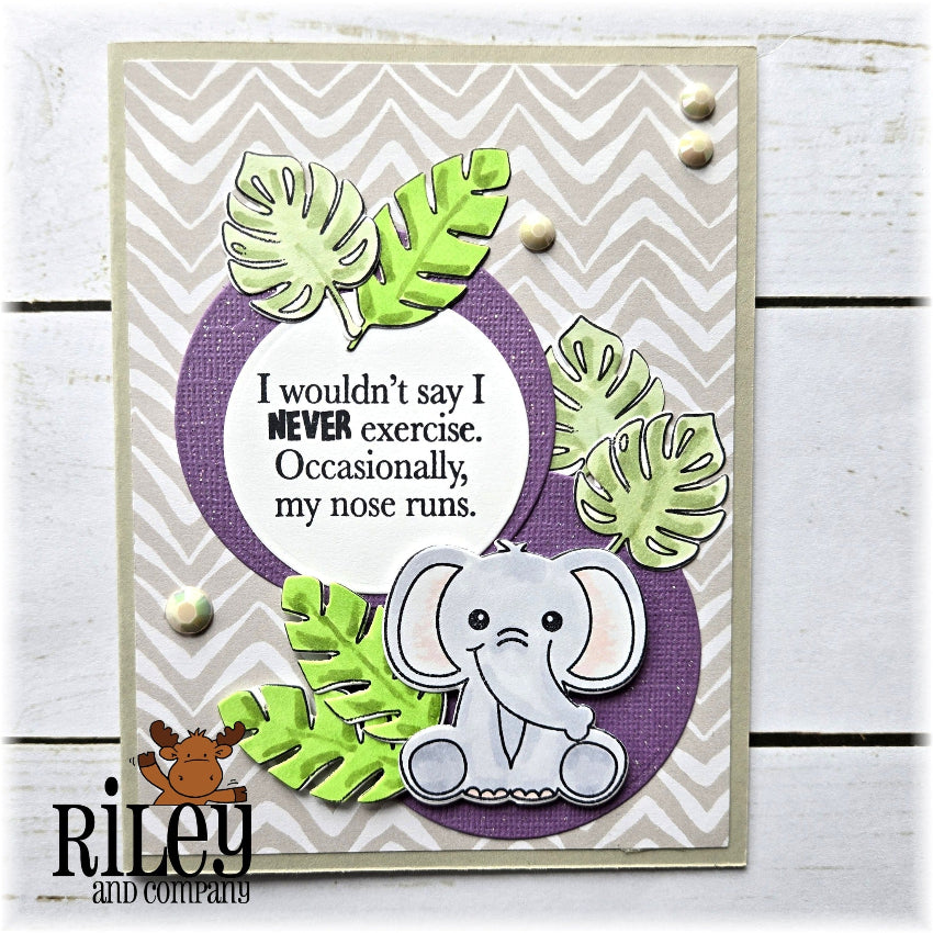 Riley and Company Funny Bones I Never Exercise Clear Stamp rwd-1462 cute elephant