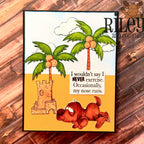 Riley and Company Funny Bones I Never Exercise Clear Stamp rwd-1462 dog on a beach