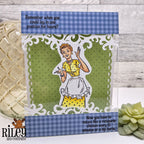 Riley and Company Funny Bones Lay In One Place Clear Stamp rwd-1450 blue plaid